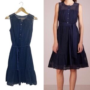J. Crew Midnight Blue Eyelet Midi Dress